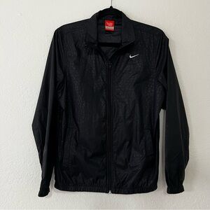 Nike Athletic Dept Black Zip Windbreaker Croc Print Embroidered Logo Size Medium